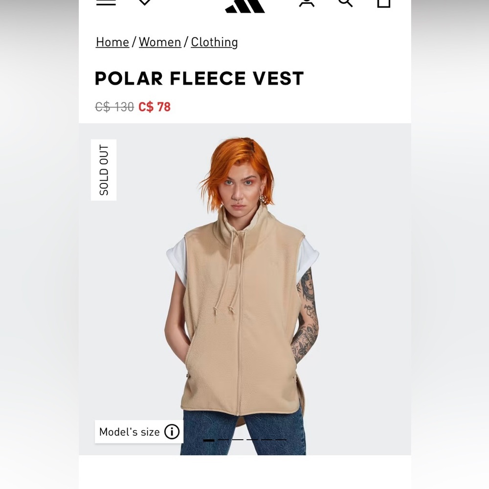 BNWT Adidas beige polar fleece vest